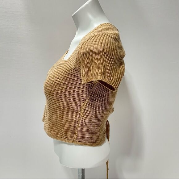 Jolie & Joy Knit Crochet Top Lace Up Back Crop Sweater L - Picture 3 of 13